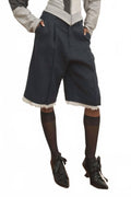 Auto Pleated Shorts In Navy
