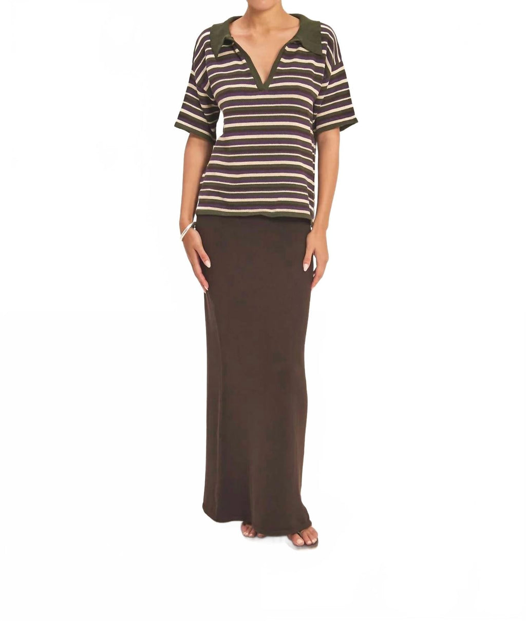 Kara Knit Polo Top In Ivory Multi