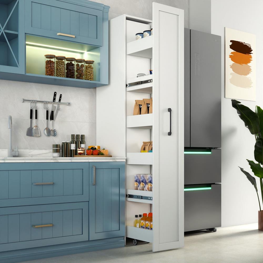 Space-Saving Kitchen Storage Cabinet with Wheels and Spice Rack