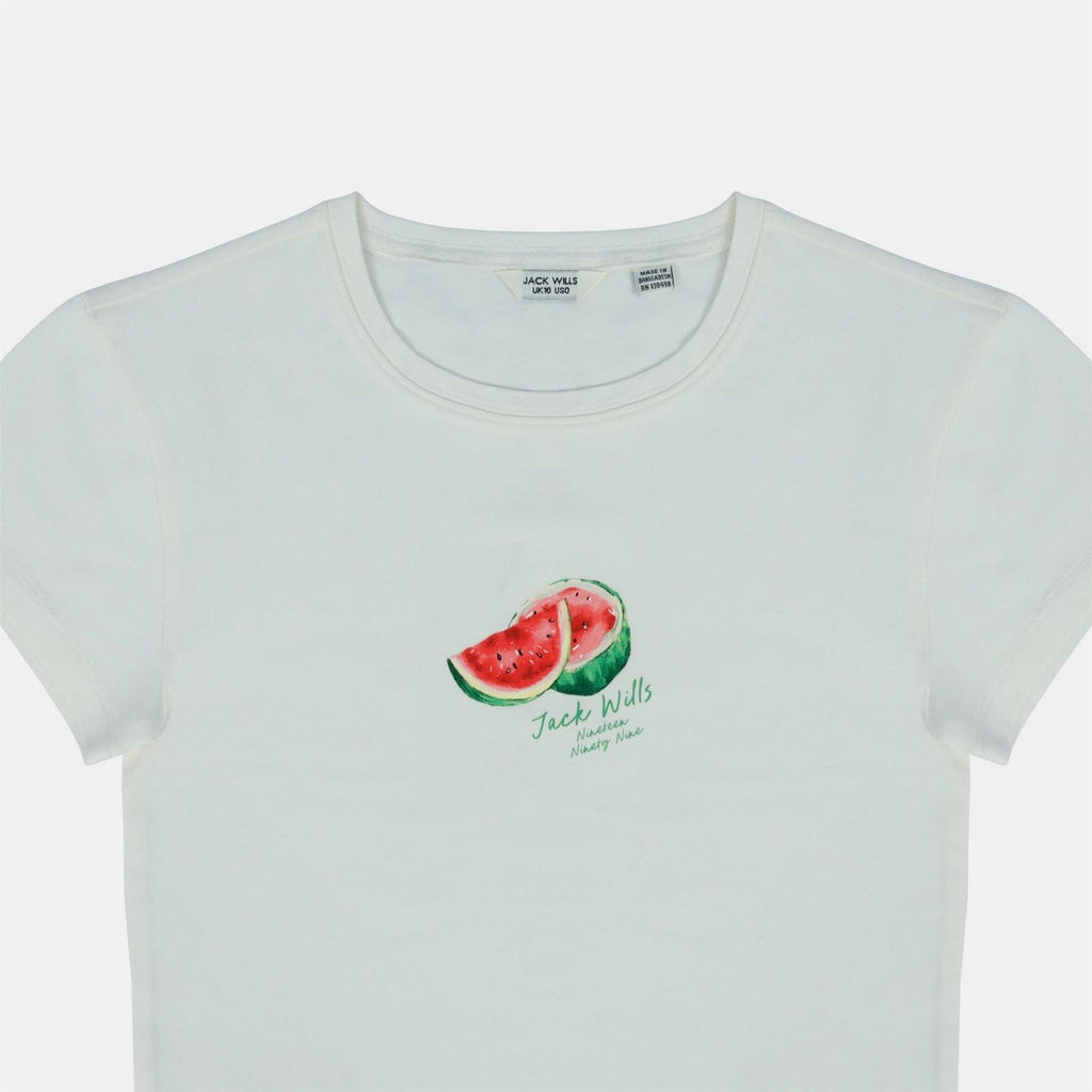 Jack Wills Graphic Cotton Short Sleeve Crew Neck Print Crop Top