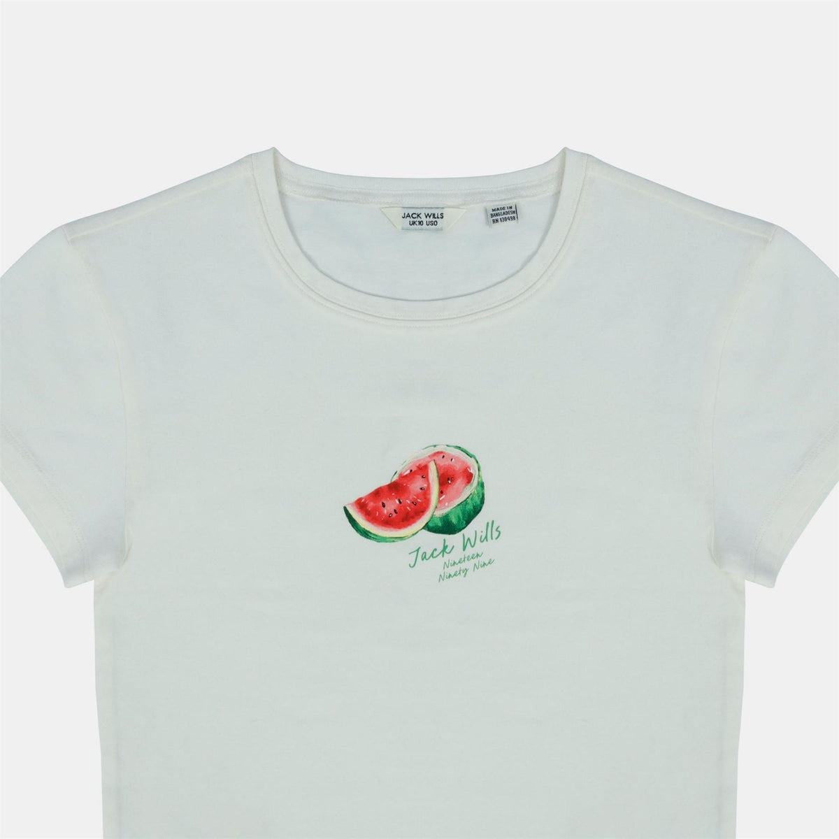 Jack Wills Graphic Cotton Short Sleeve Crew Neck Print Crop Top