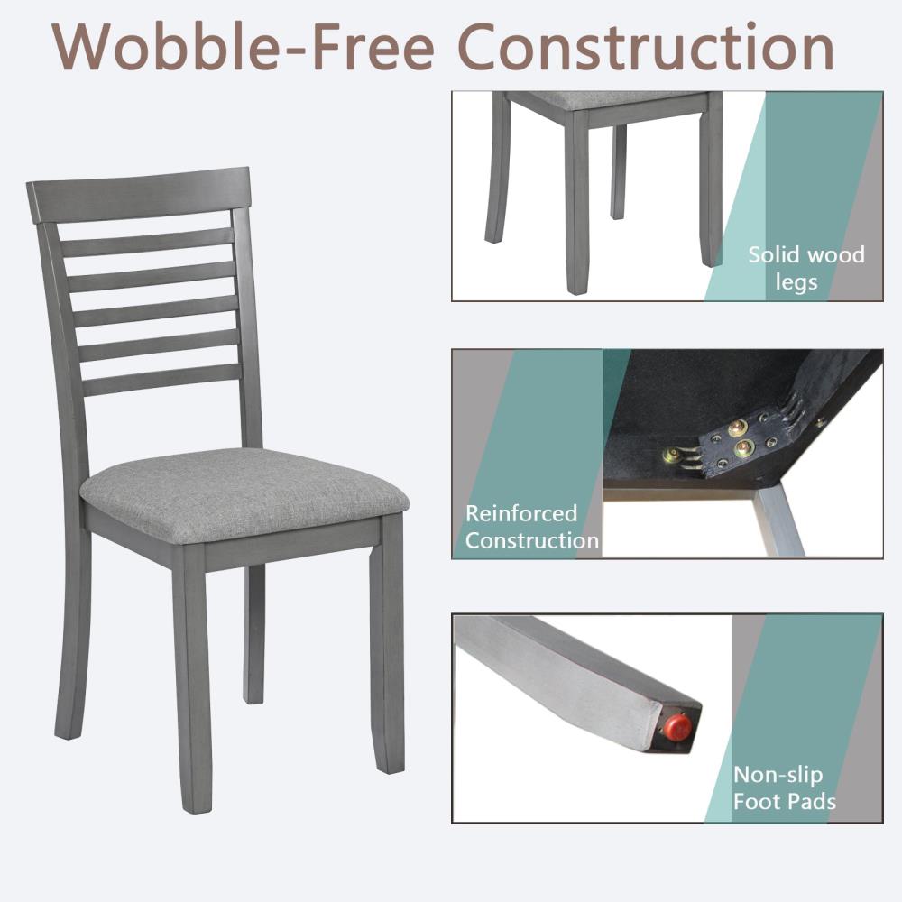 Rubberwood Dining Chair Set with Curved Backrests