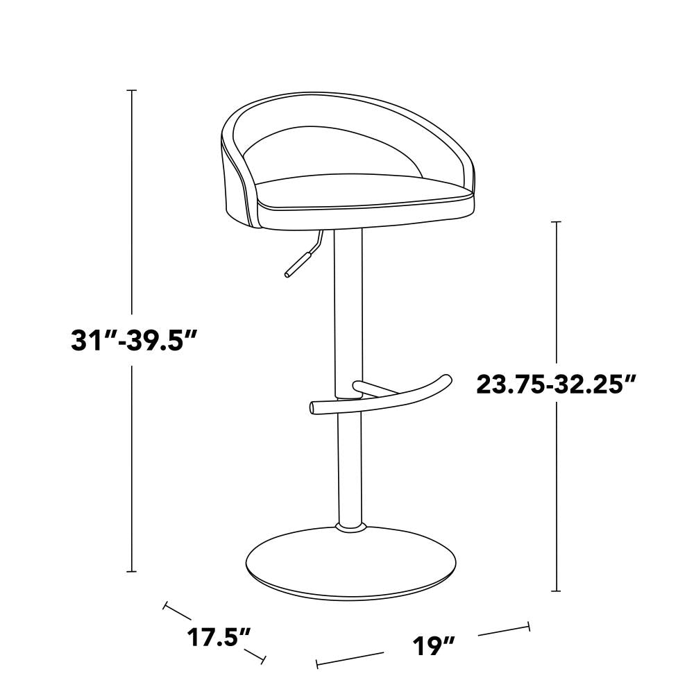 Set of 2 Adjustable Height Bar Stools with Upholstered Seats and Decorative Footrests