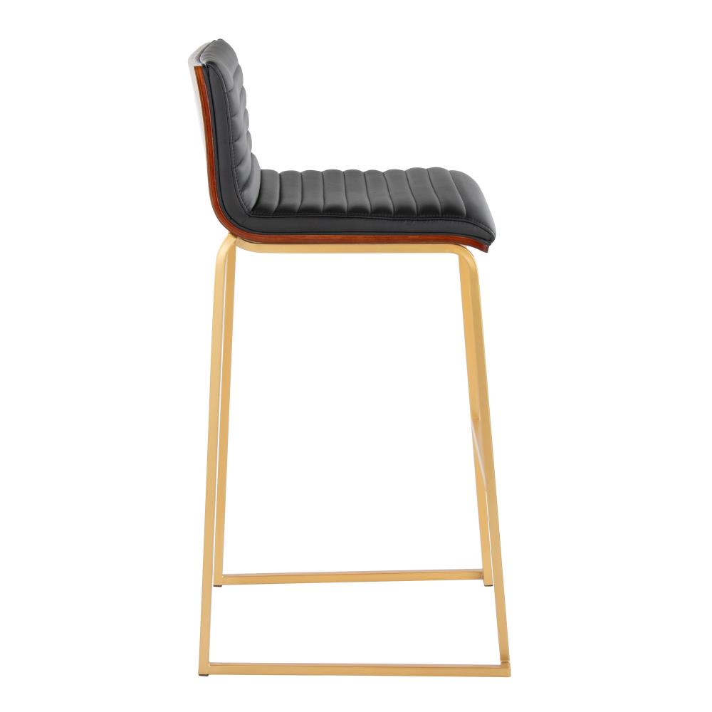 Faux Leather Barstools with Supportive Wooden Backrests