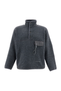 Grey Wool-Blend Fleece High-Neck Pullover