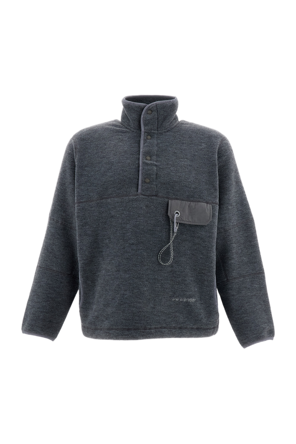 Grey Wool-Blend Fleece High-Neck Pullover