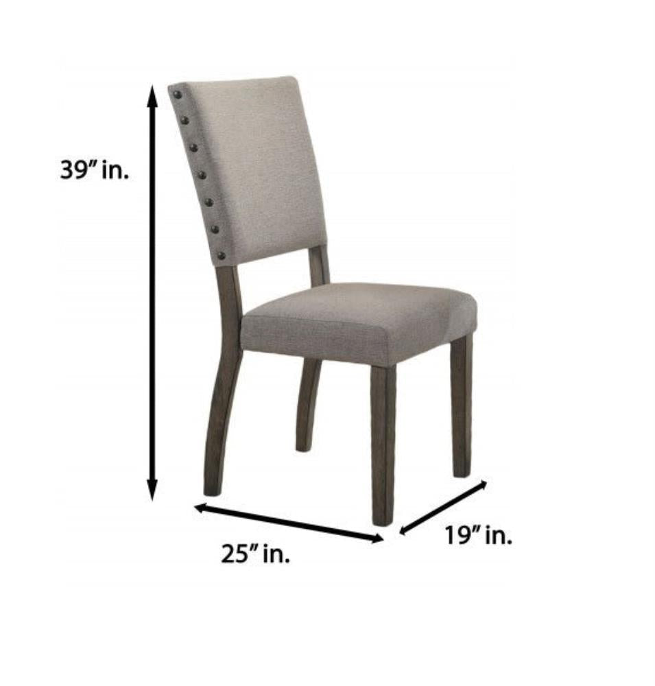 Set of 2 Antique Style Upholstered Dining Chairs with Nailhead Trim