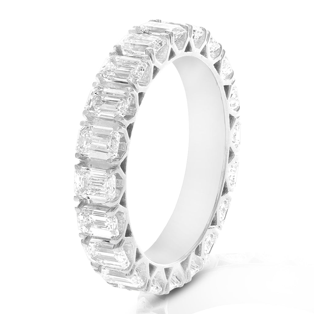 3 cttw Emerald Lab Grown Diamond Eternity Ring Wedding Band in 14K White Gold For Women