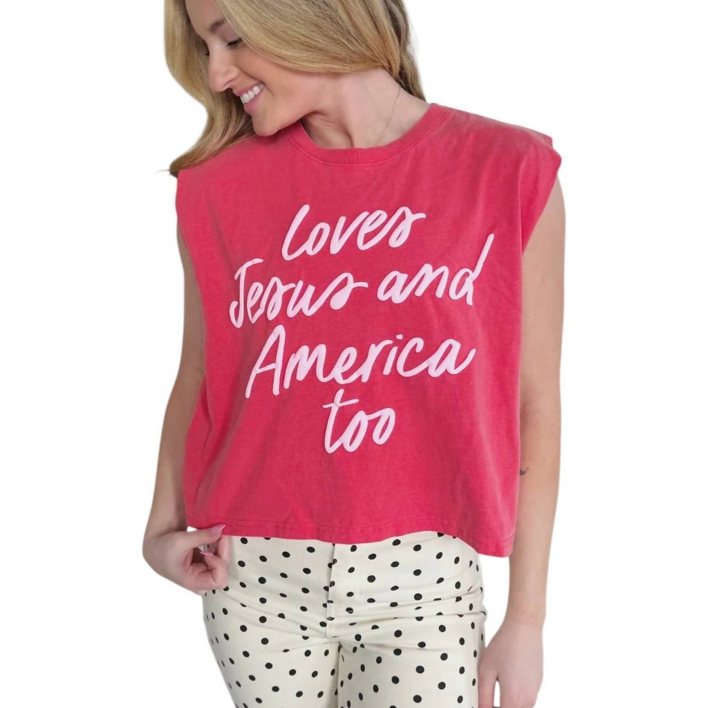 Loves Jesus And America Tank In Red