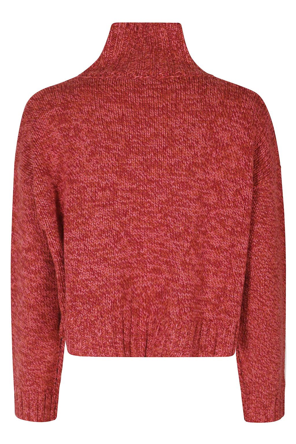 Bordeaux Pink Cropped Wool-Cashmere Turtleneck Sweater