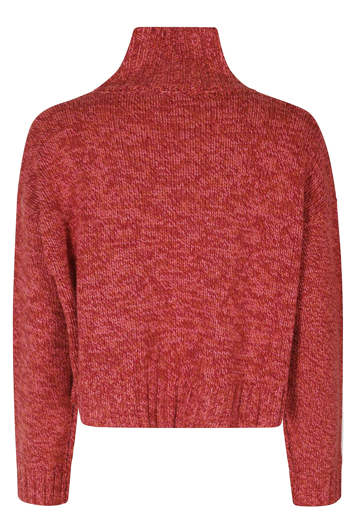 Bordeaux Pink Cropped Wool-Cashmere Turtleneck Sweater