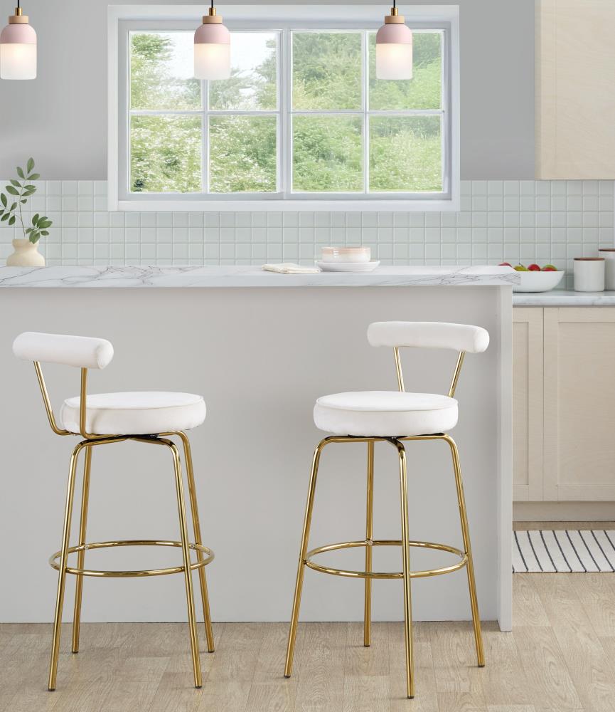 Set of 2 Stylish Swivel Barstools with Soft Velvet Upholstery and Supportive Metal Legs