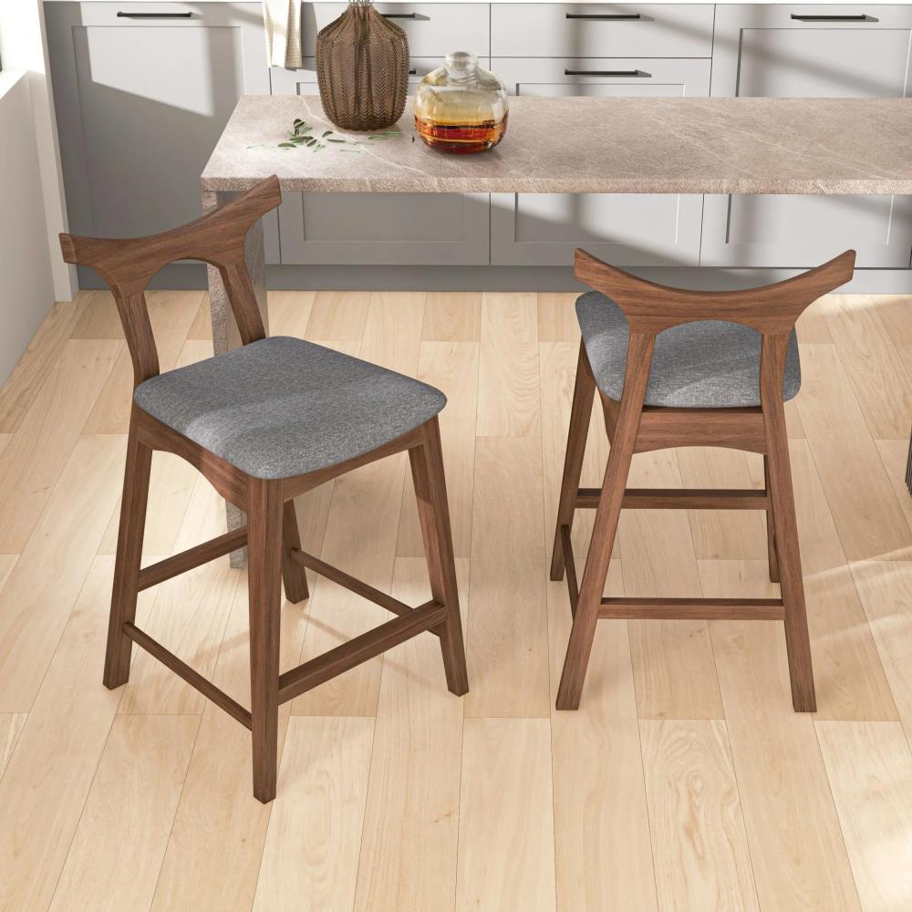 Solid Rubberwood Bar Stools with Diagonal Dowel Back