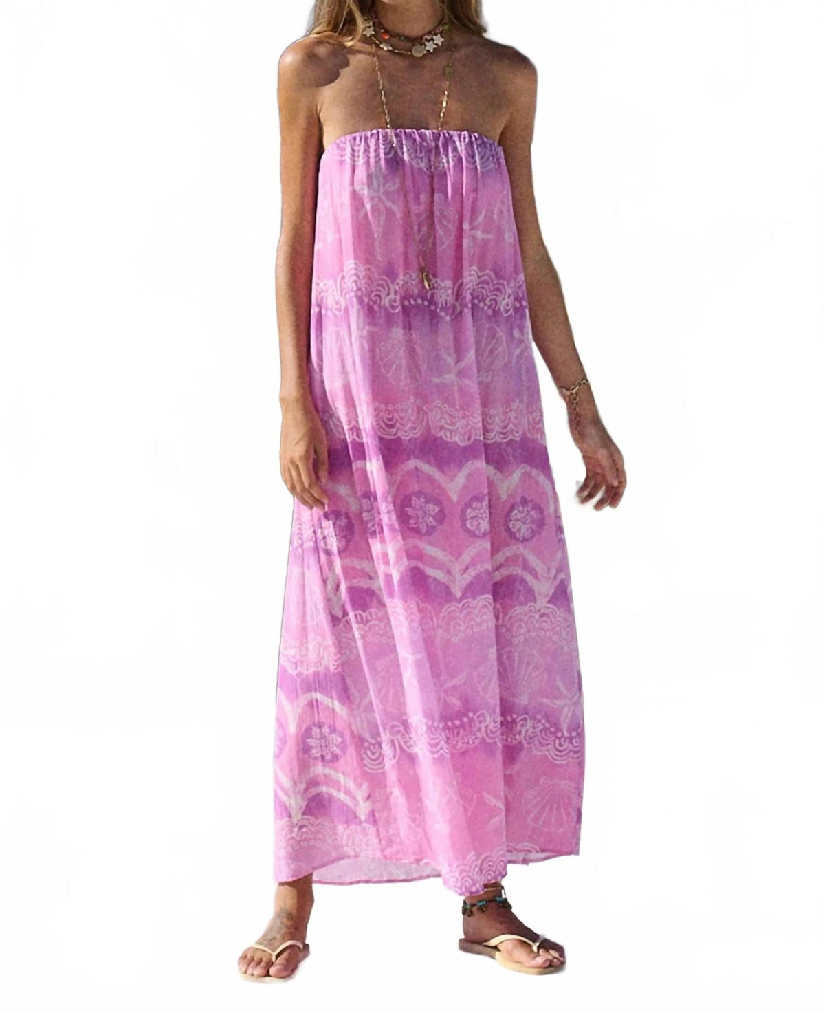 Mermaid Cove Strapless Maxi Dress In Musk