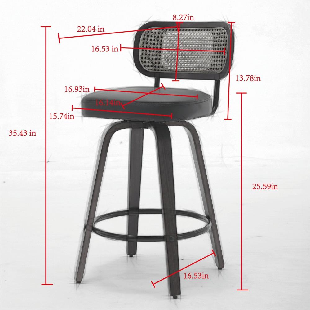Swivel Counter Stools with Cushioned Seats and Wooden Frames