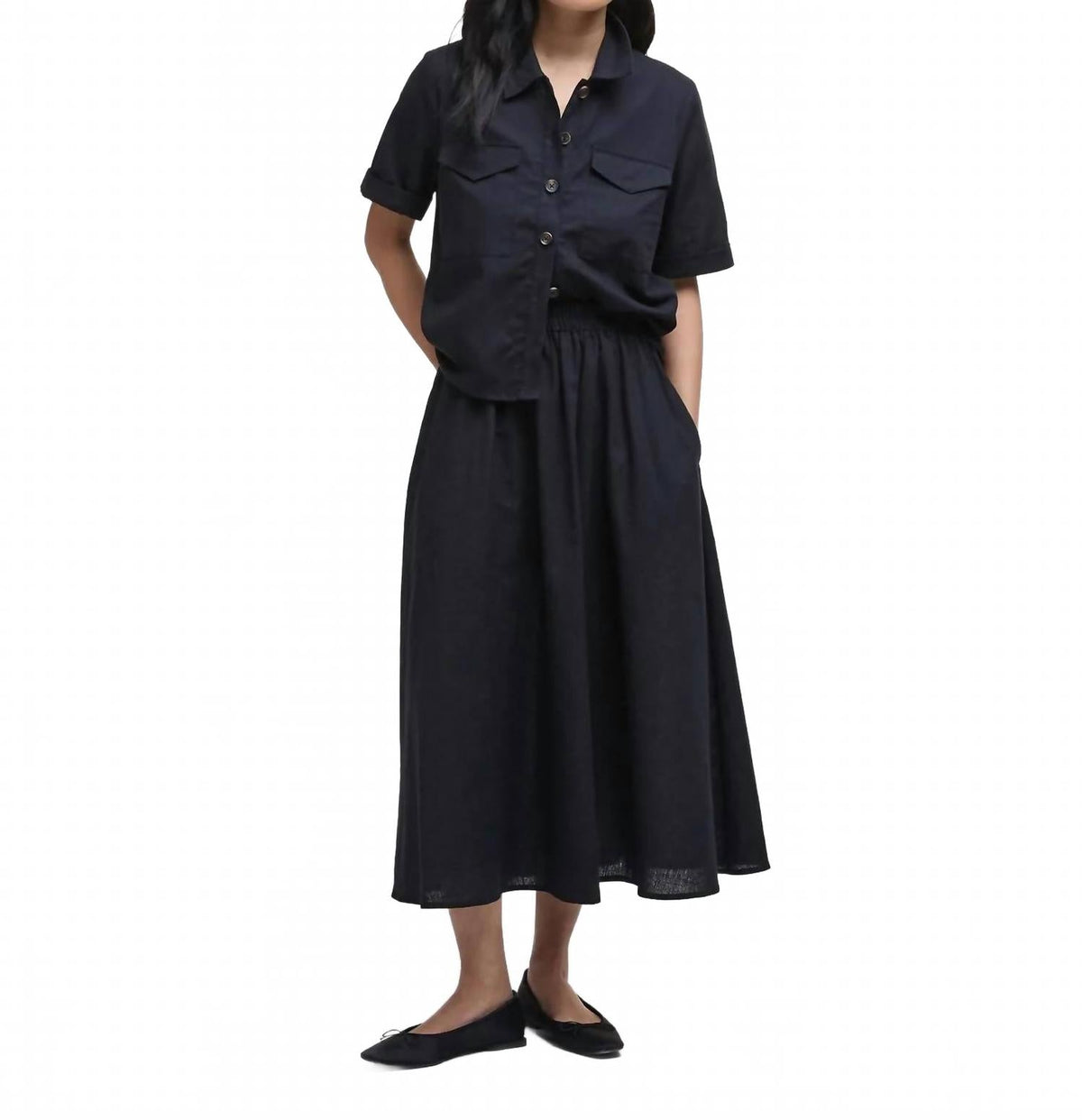 Elsie Linen Skirt In Black