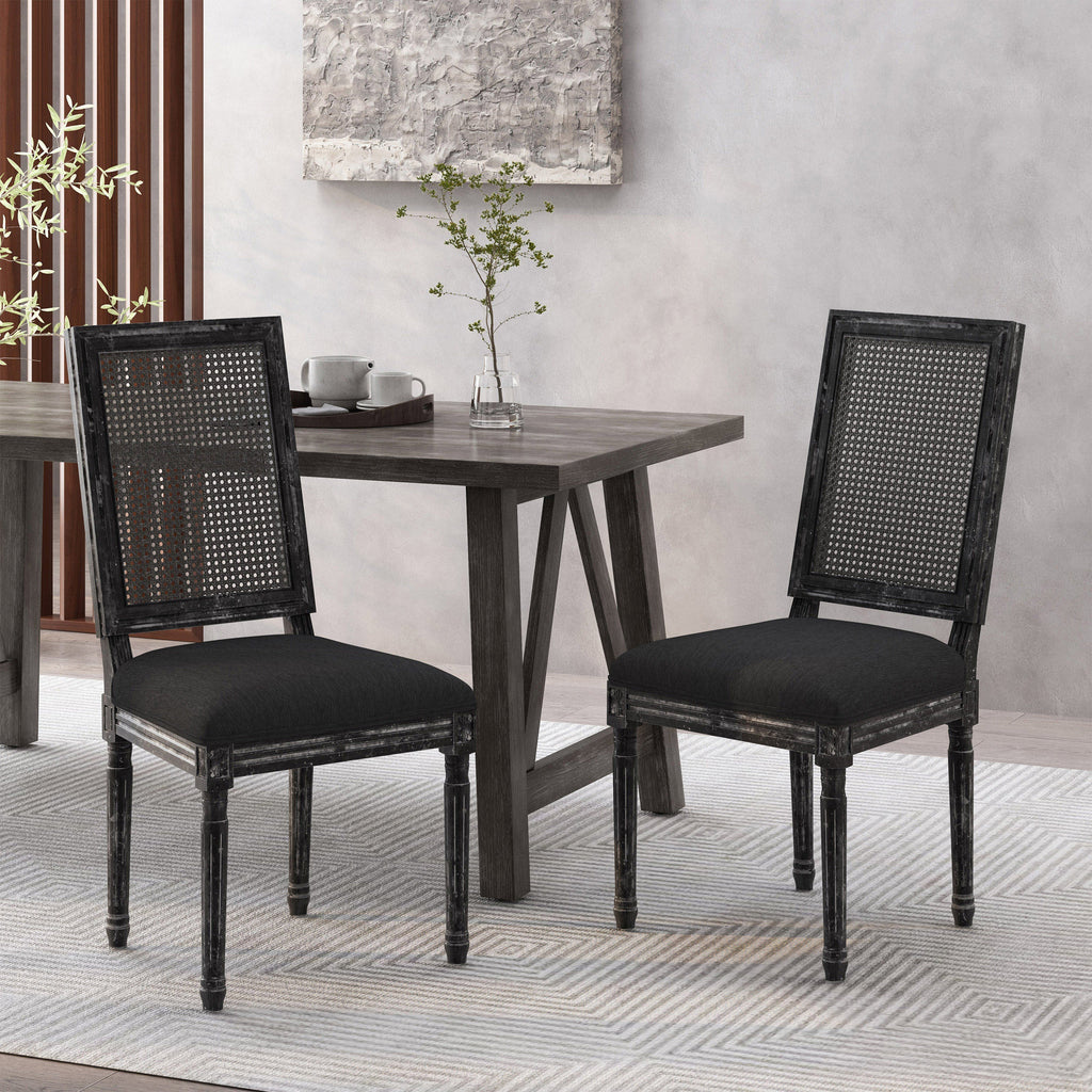 Set of 2 Wooden Dining Chairs with Cushioned Seats