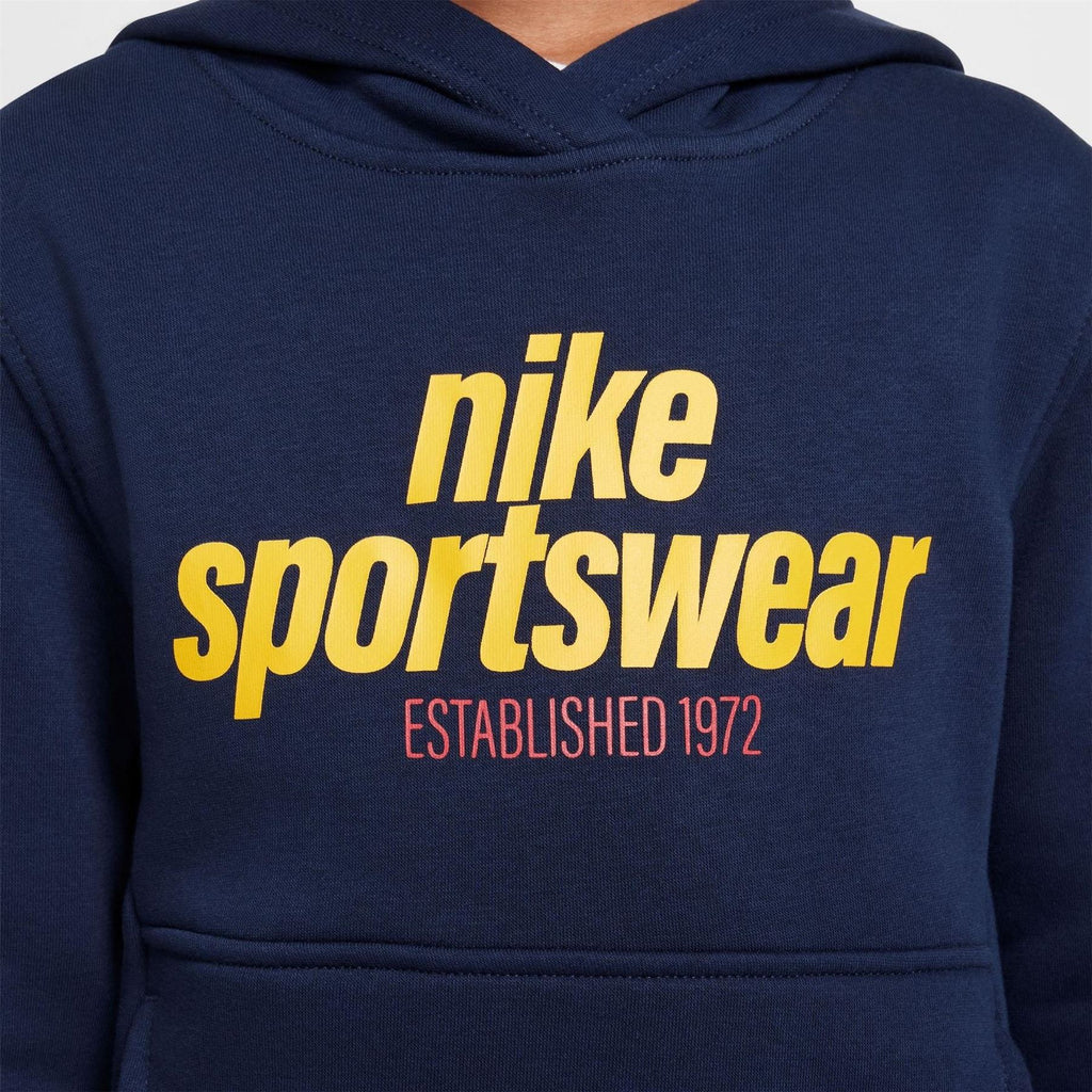 Nike Club Fleece Logo Print Hooded Long Sleeve Sweatshirt