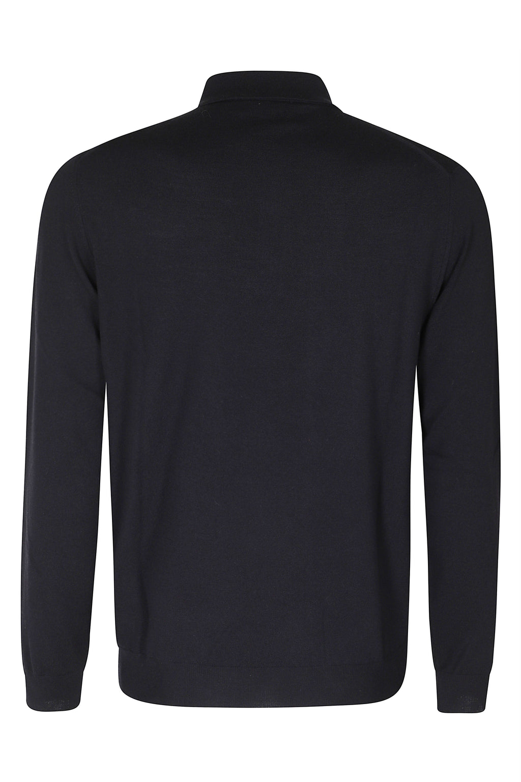 Blue Virgin Wool Long-Sleeve Polo Shirt