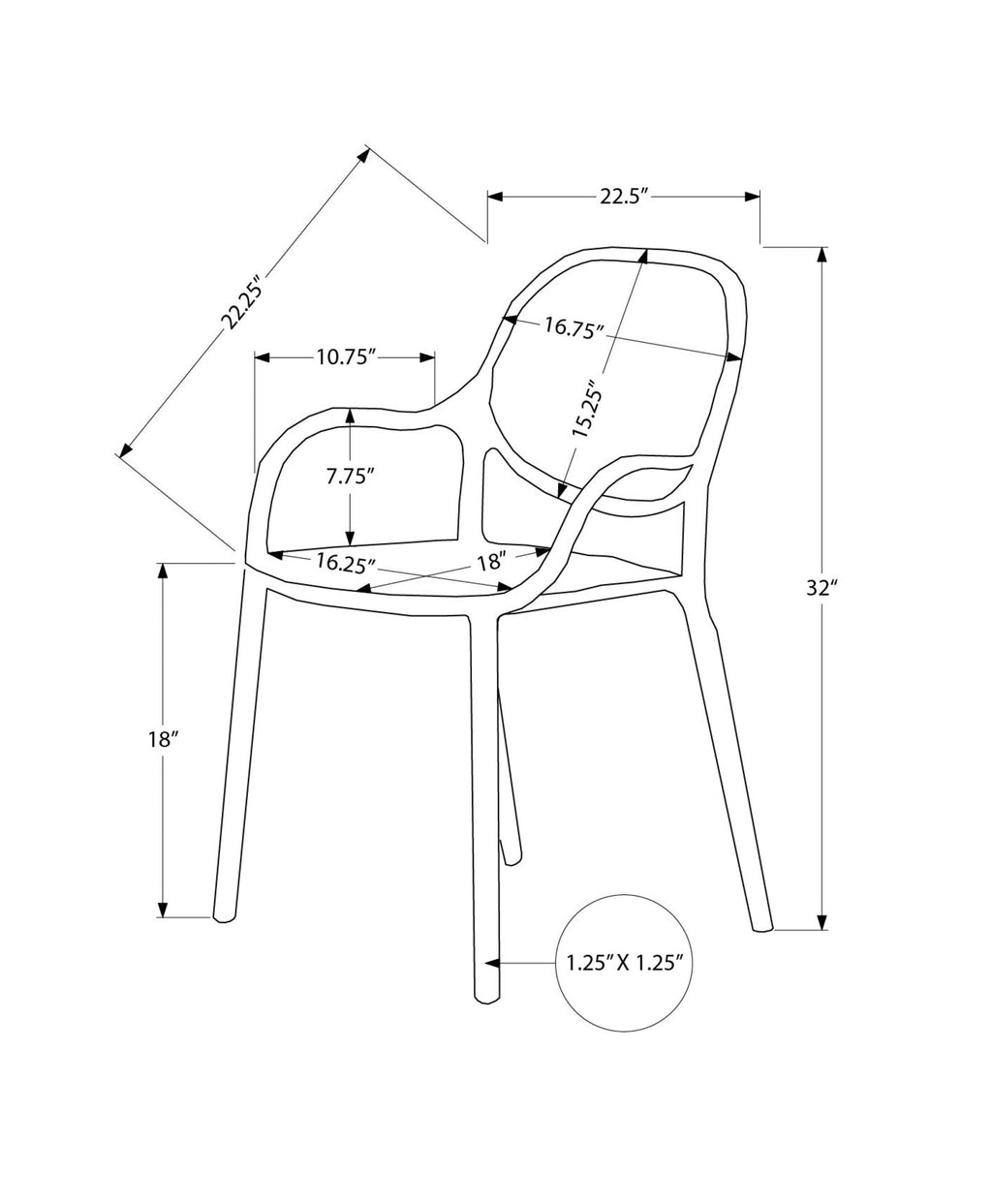 Set of 4 Stackable Outdoor Dining Armchairs