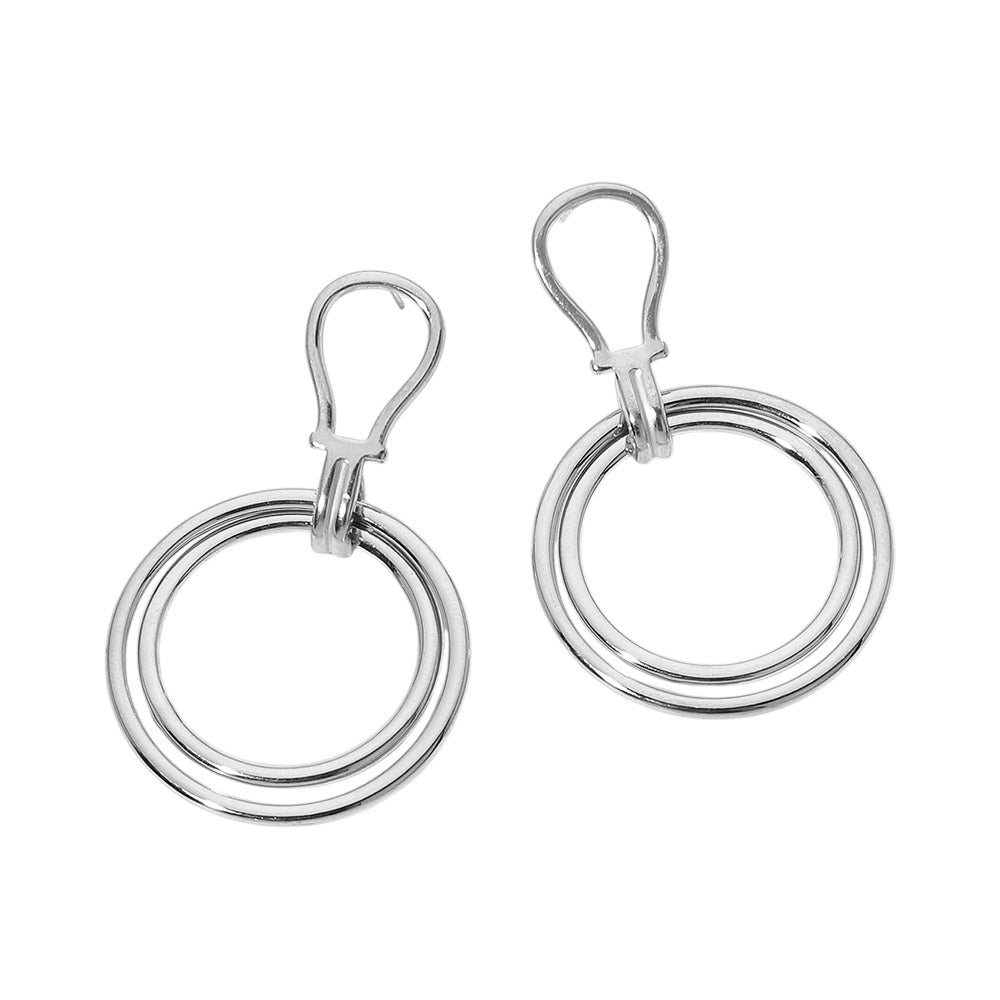 Stainless Steel Layered Ring Drop Earrings