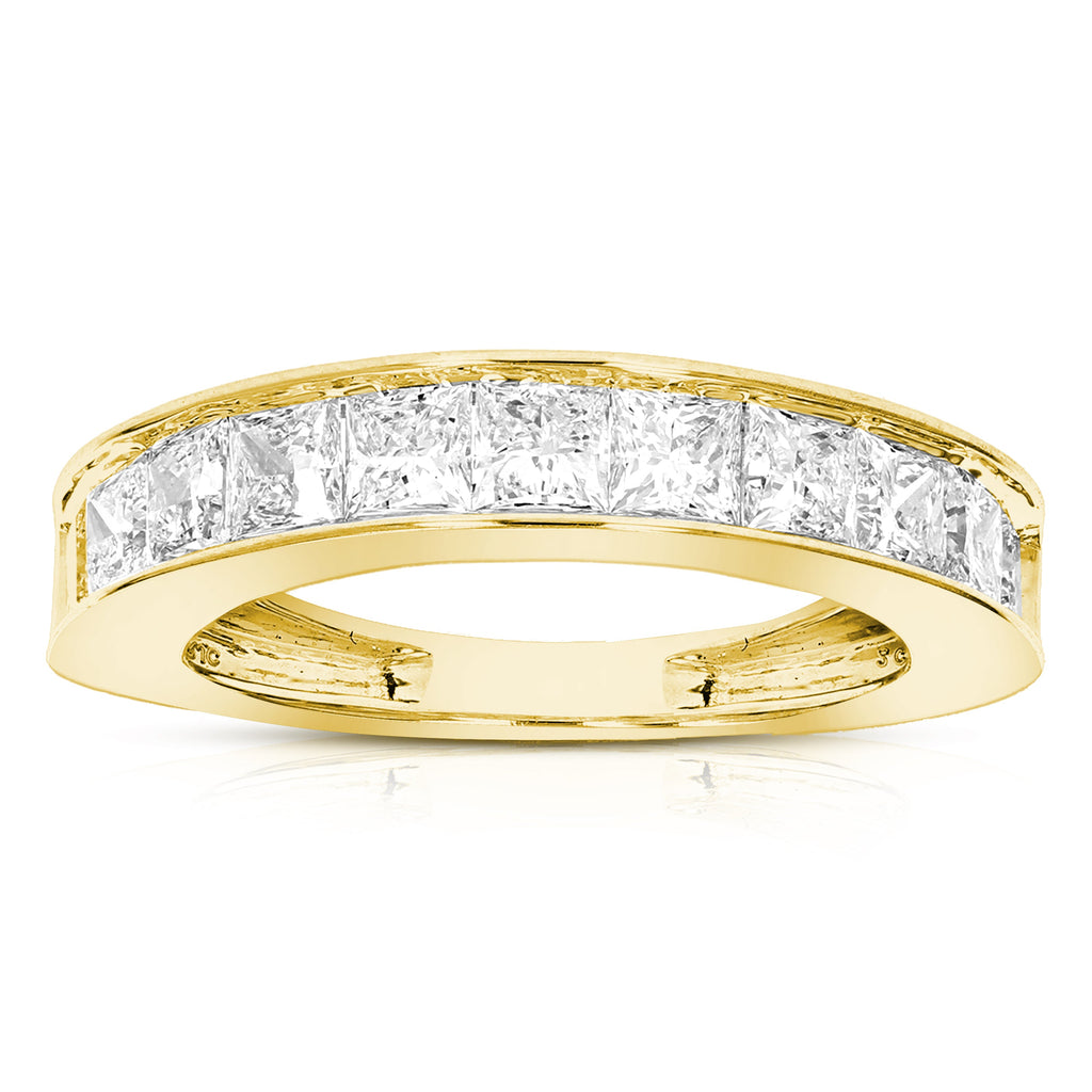 2 cttw Princess Lab Grown Diamond Wedding Band in 14K Yellow Gold For Women