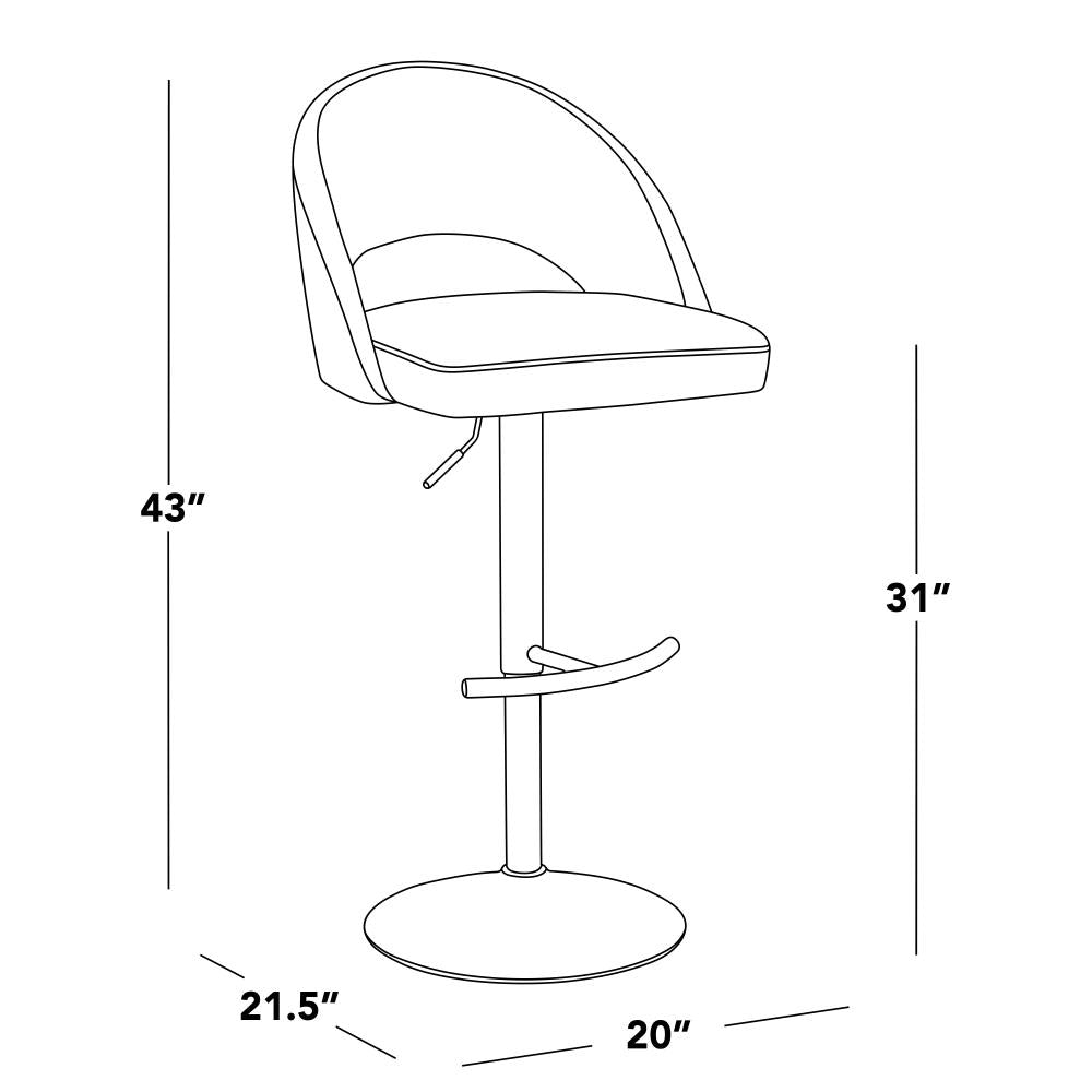 Contemporary Swivel Bar Stools with Upholstered Seats and Refined Metal Detailing