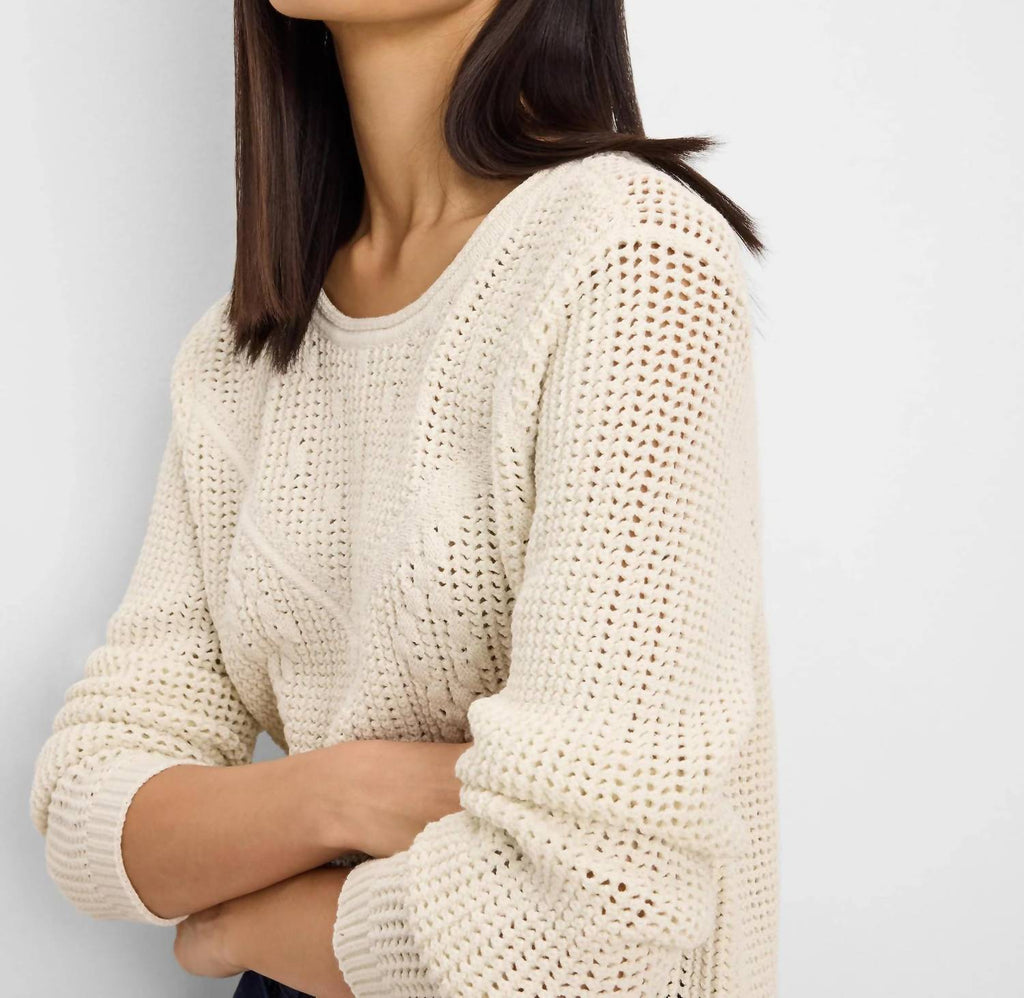 Diamond Stitch Mix Sweater In Coconut