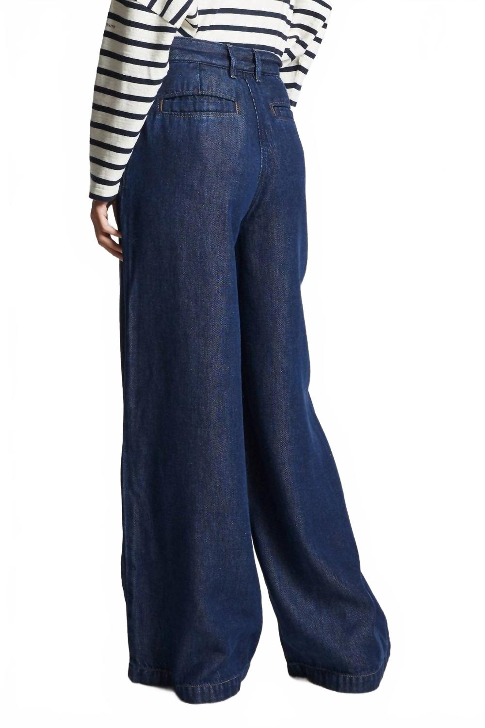 Perros Soft Wide-Leg Denim Jeans In Dark Wash