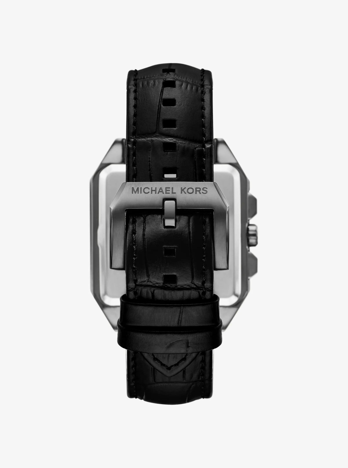 Oversized Hayes Gunmetal-Tone and Crocodile Embossed Leather Strap Sport Watch