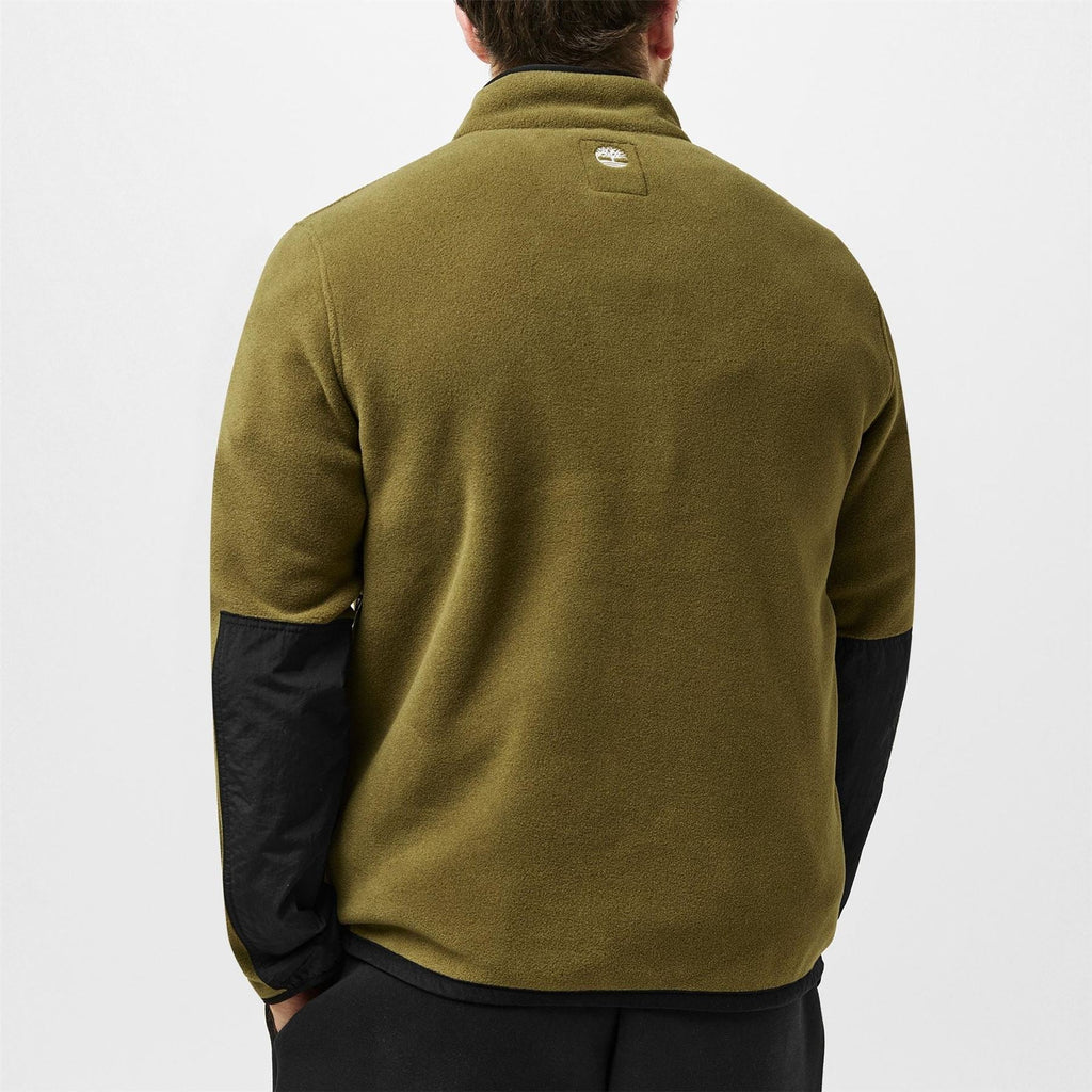 Timberland Polartec Mix Media Timberland Logo Zipped Pocket Ribbed Cuff Jacket