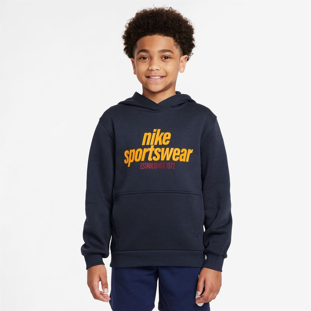 Nike Club Fleece Logo Print Hooded Long Sleeve Sweatshirt