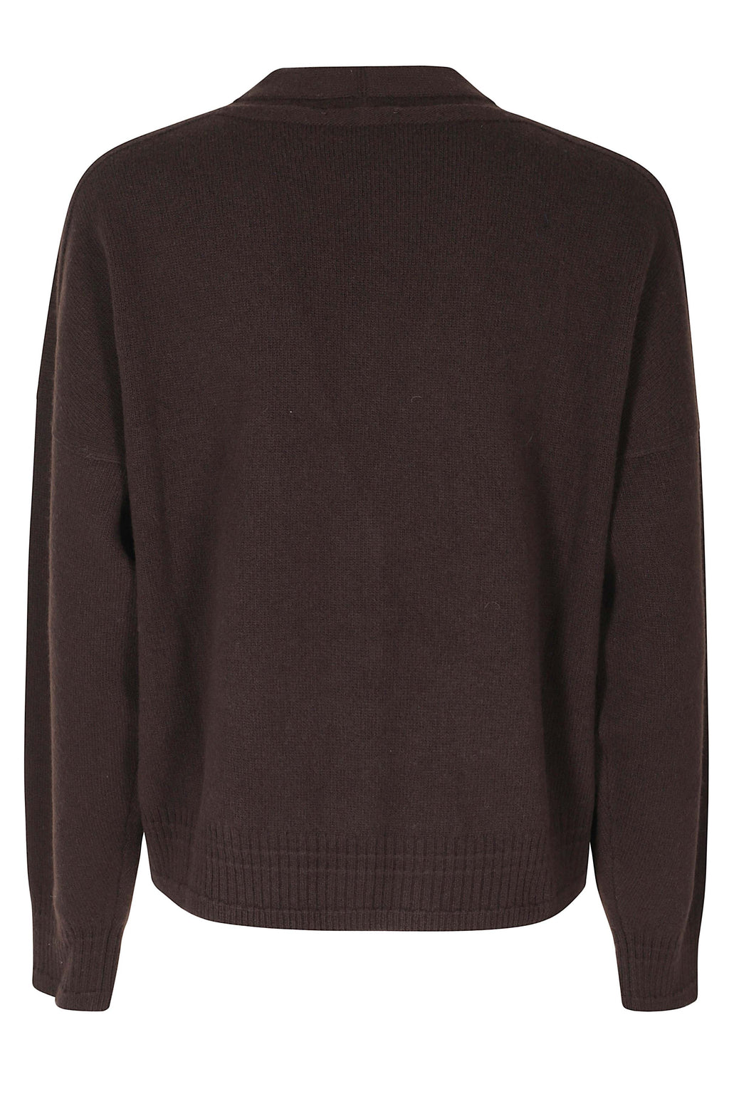 Dark Brown Cropped Wool-Cashmere Cardigan