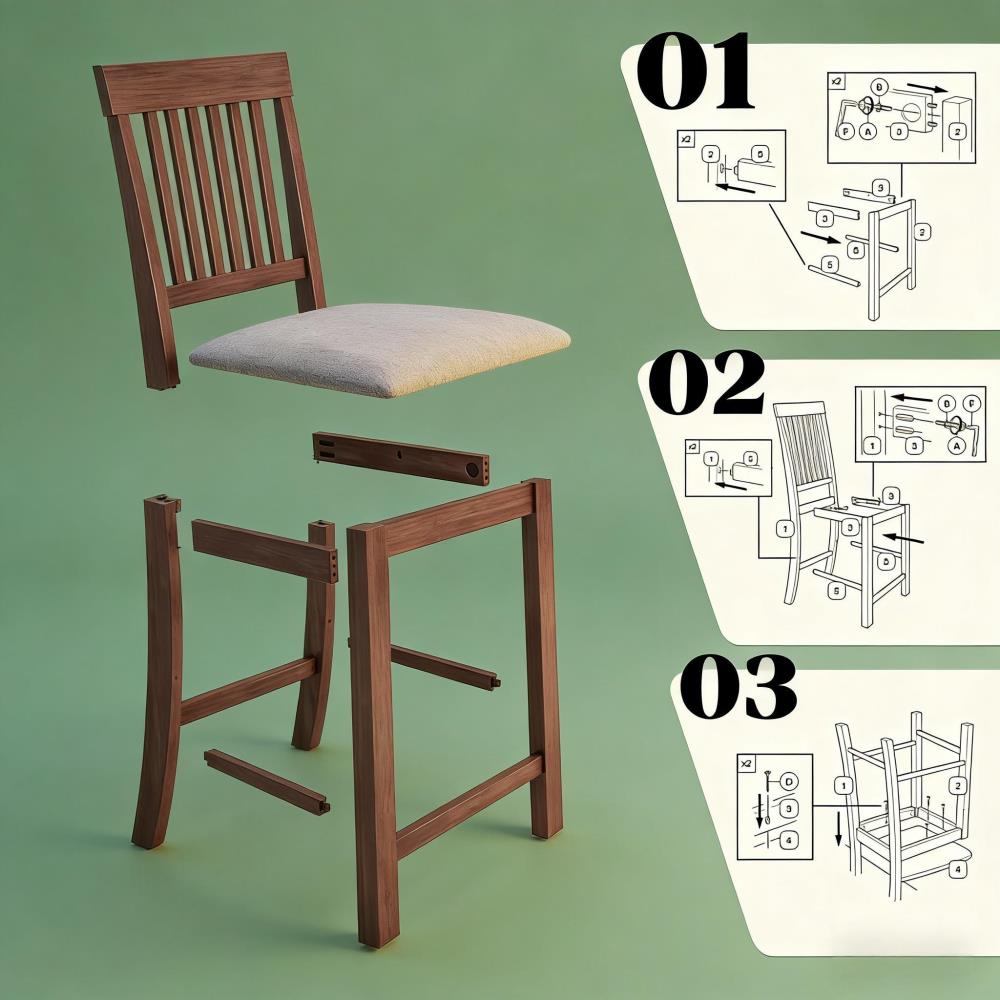 Set of 2 Modern High-Back Counter Stools for Kitchen Islands and Casual Dining
