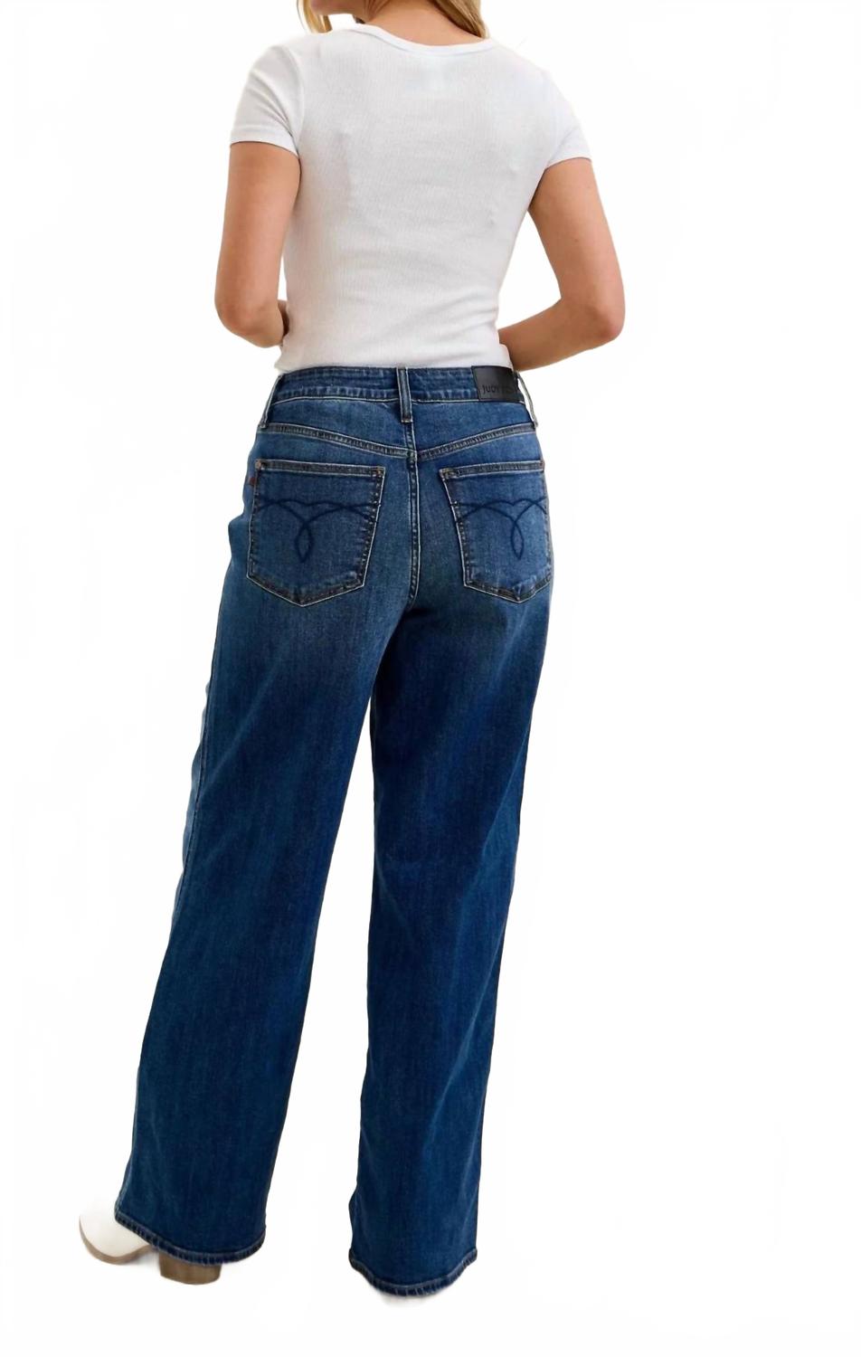Baggy Style Wide Leg Jeans In Blue