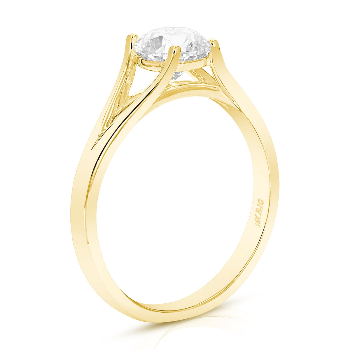 1 cttw Lab Grown Diamond Engagement Solitaire Ring in 14K Yellow Gold For Women