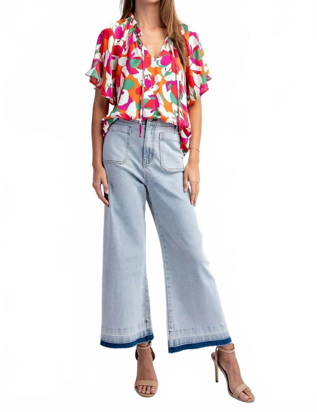 Santa Cruz Floral Printed Short Sleeve Top In Multicolor