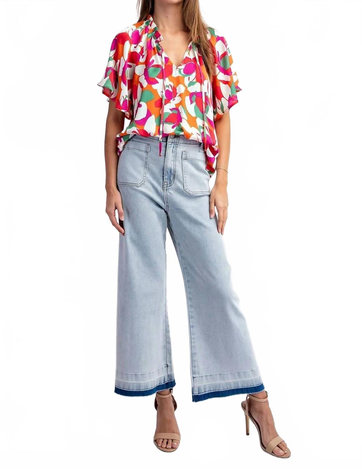 Santa Cruz Floral Printed Short Sleeve Top In Multicolor
