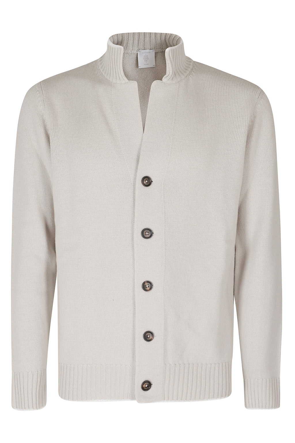 Sand Ivory Pure Wool Mock Neck Cardigan