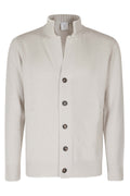 Sand Ivory Pure Wool Mock Neck Cardigan