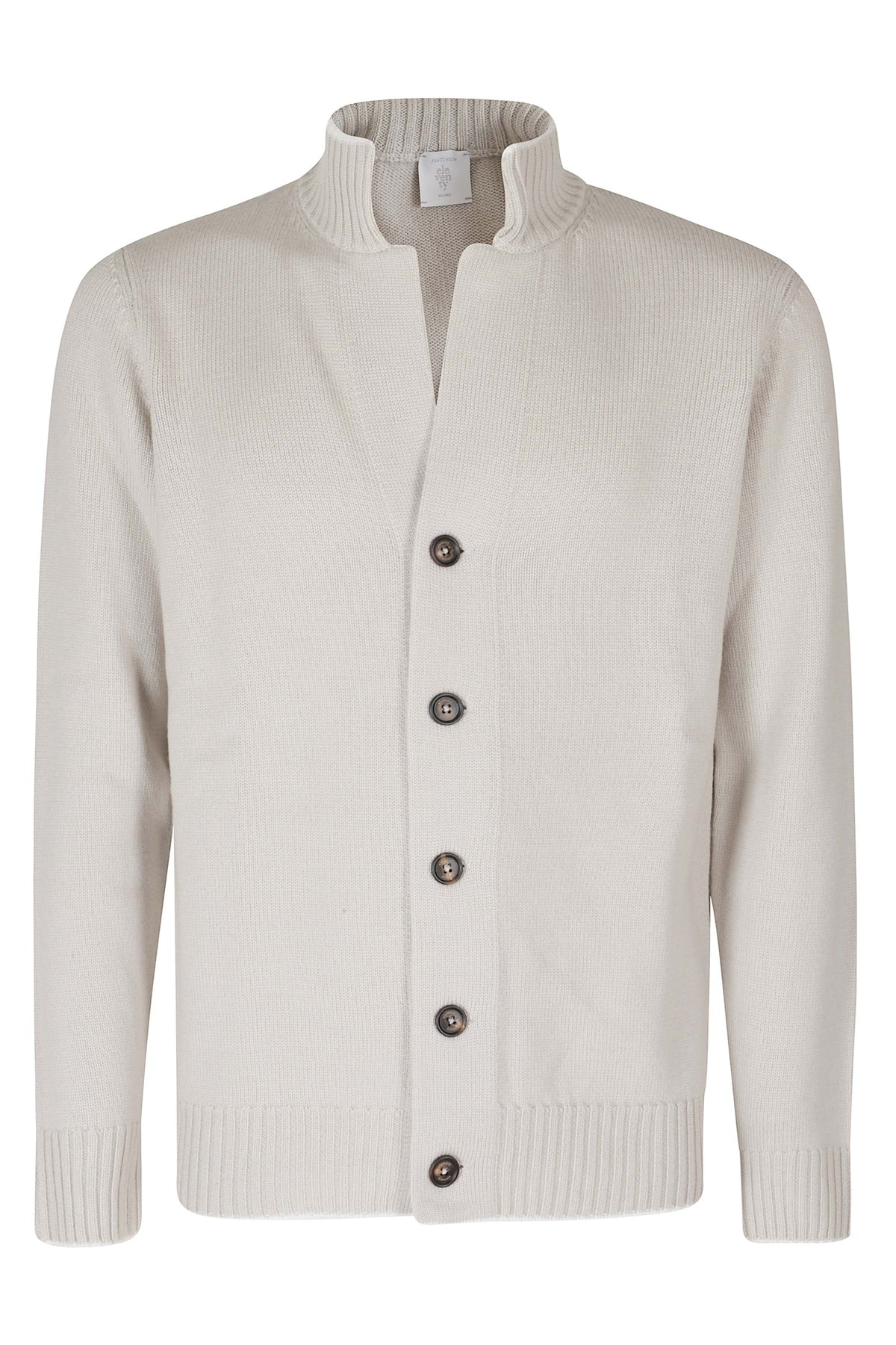 Sand Ivory Pure Wool Mock Neck Cardigan