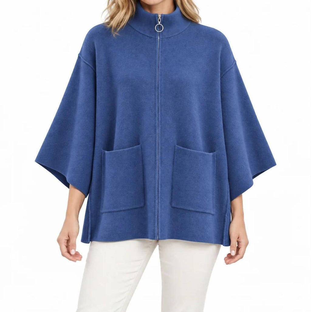Heavenly Zip Cardigan With Pockets In Stellar Blue