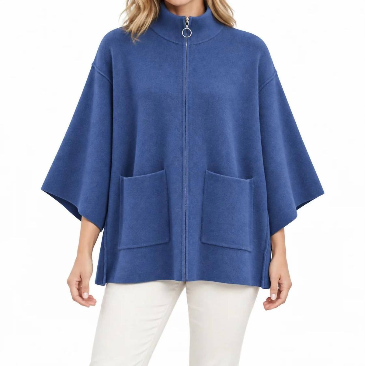 Heavenly Zip Cardigan With Pockets In Stellar Blue