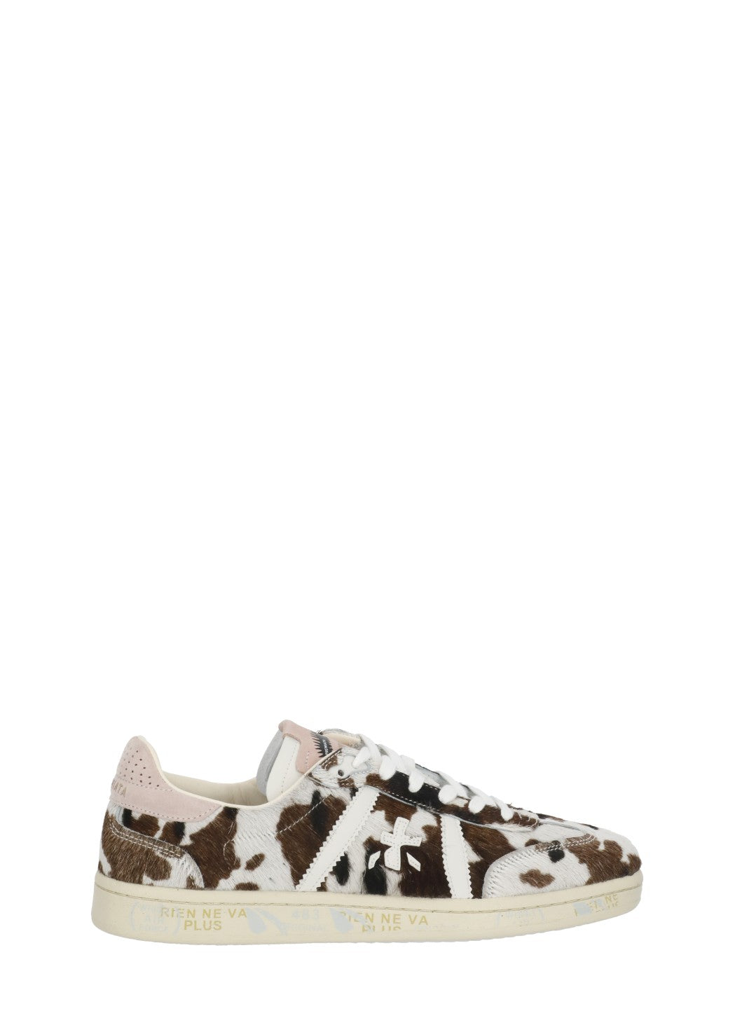 Ivory Bonnied 8577 Cowhide Design Leather Low-Top Sneakers