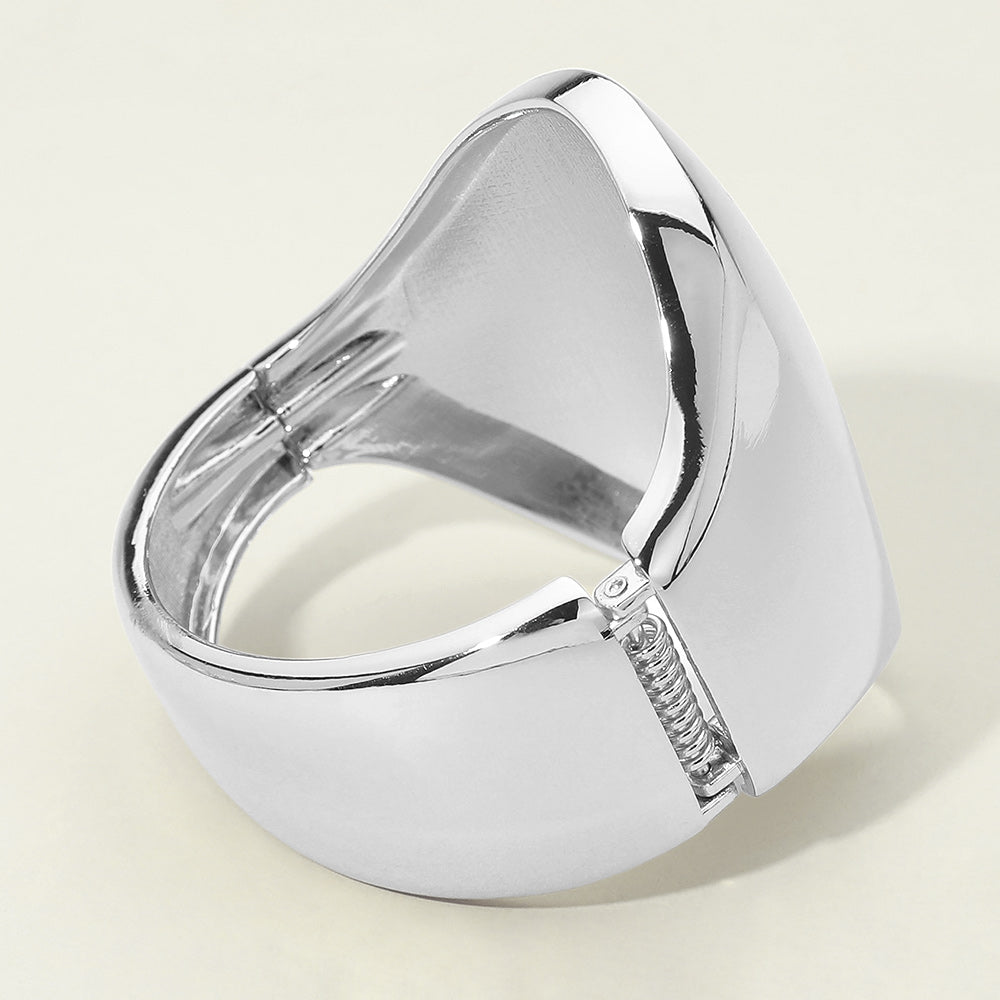 Bold Wide Sculptural Hinged Bangle Bracelet