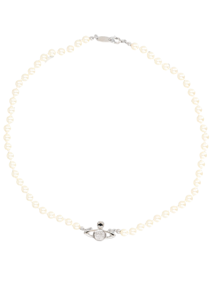 Mini Bas Relief Delicate Pearl Brass Necklace