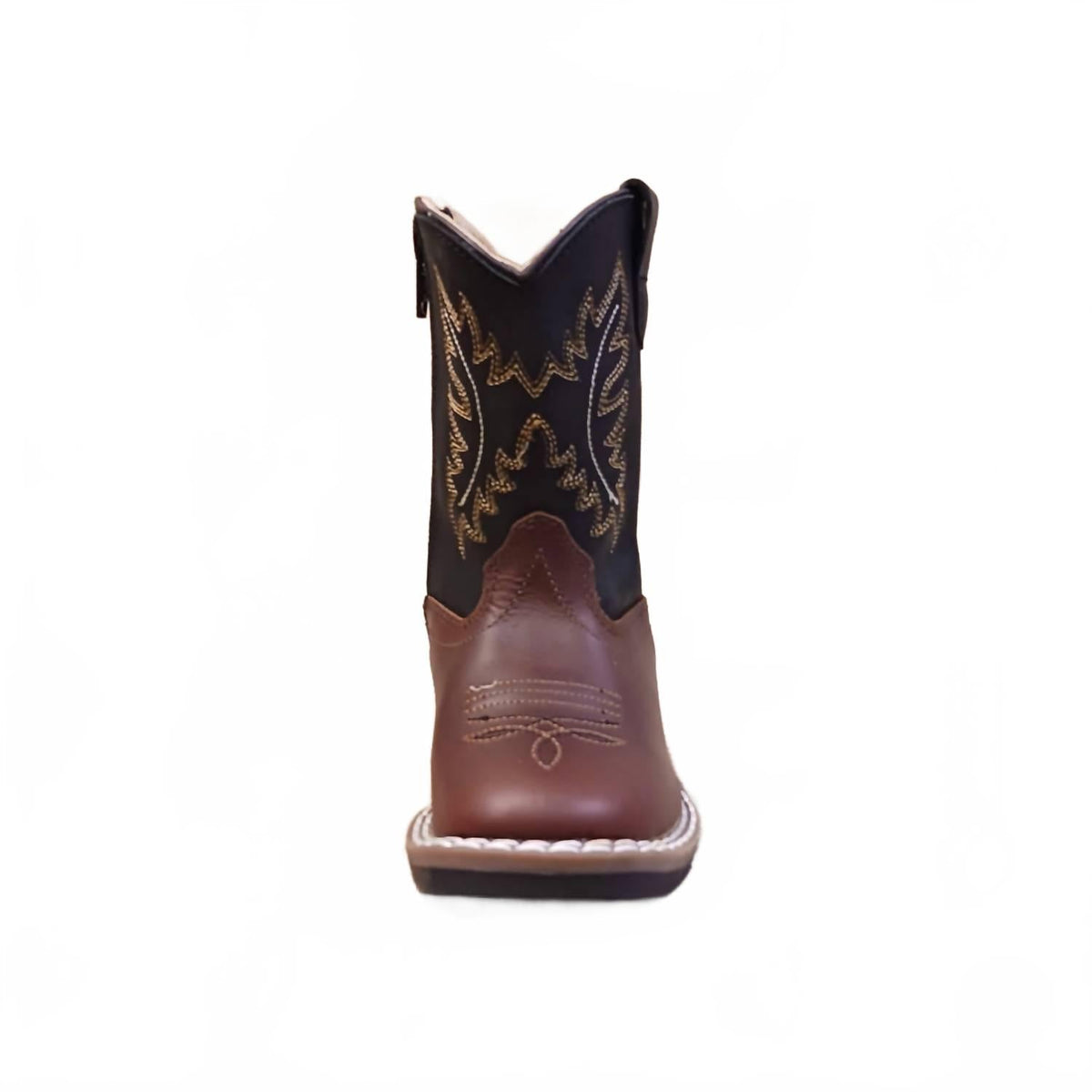 Kid's Western Leather Boot In Black Canyon / Brown