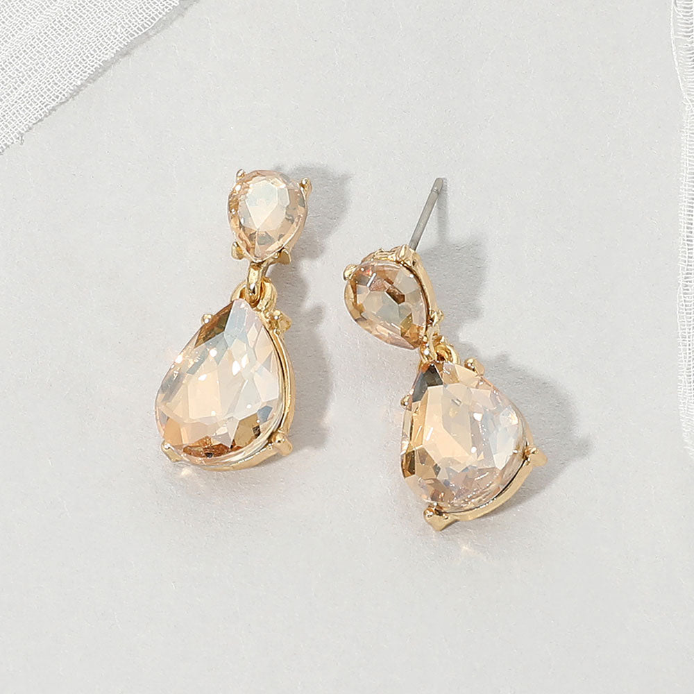 Teardrop Stone Cluster Drop Evening Earrings