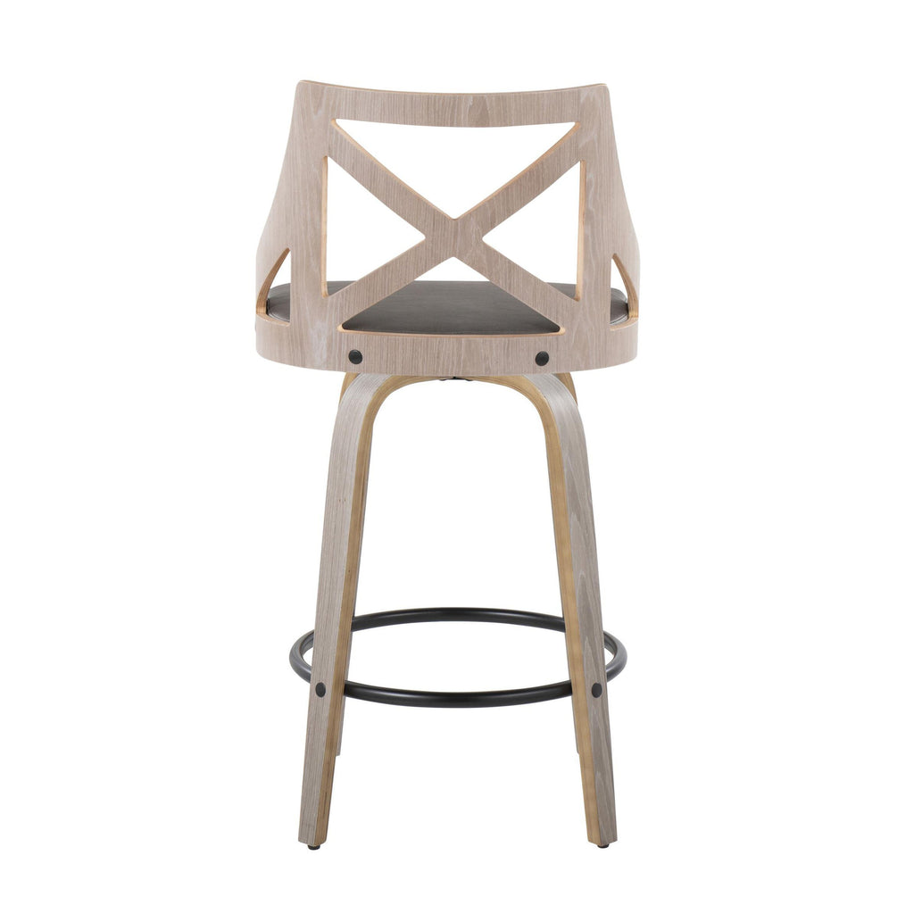Pair of Cushioned Counter Stools with Backrests