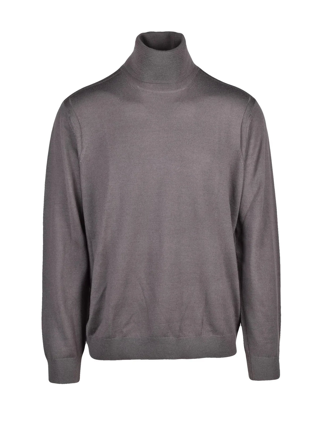 Grey Acrylic Virgin Wool-Blend Crewneck Sweater